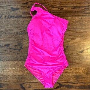 Vibrant One-Shoulder Pink Swim One Piece